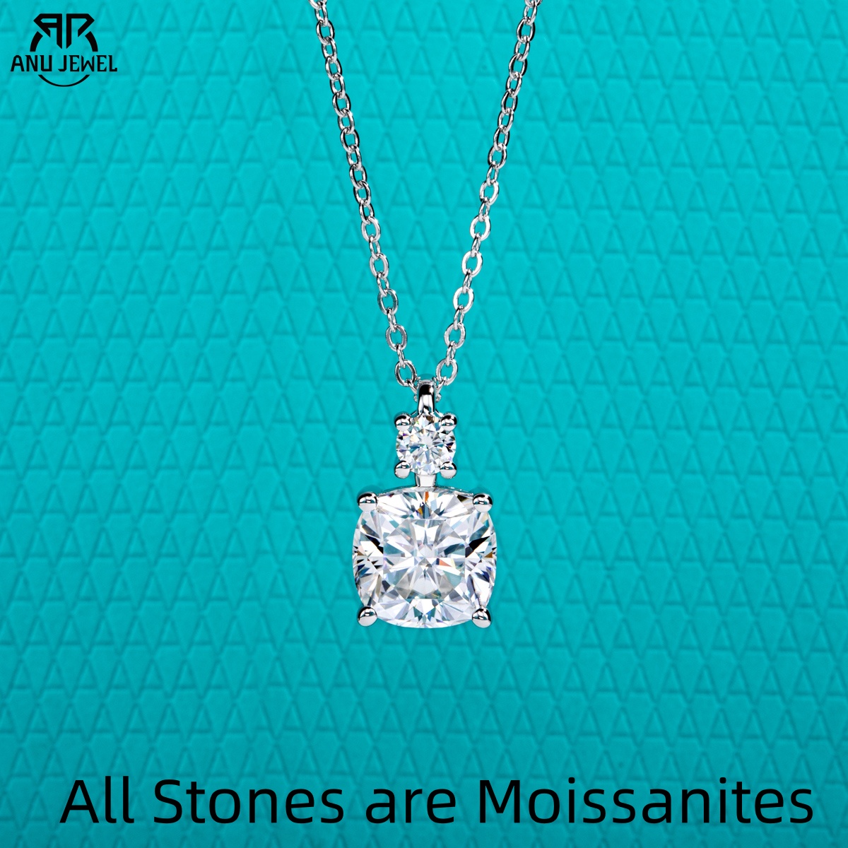 Ansi Chain - AnuJewel 2ct/2,5ct Kissenschliff Moissanit Anhänger Klassische